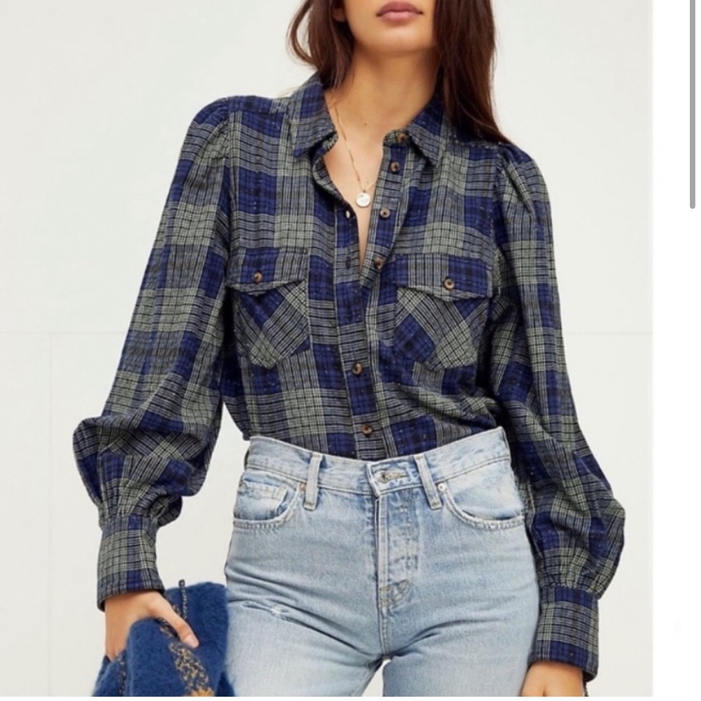 Free People Sun City Flannel Blouse NWT